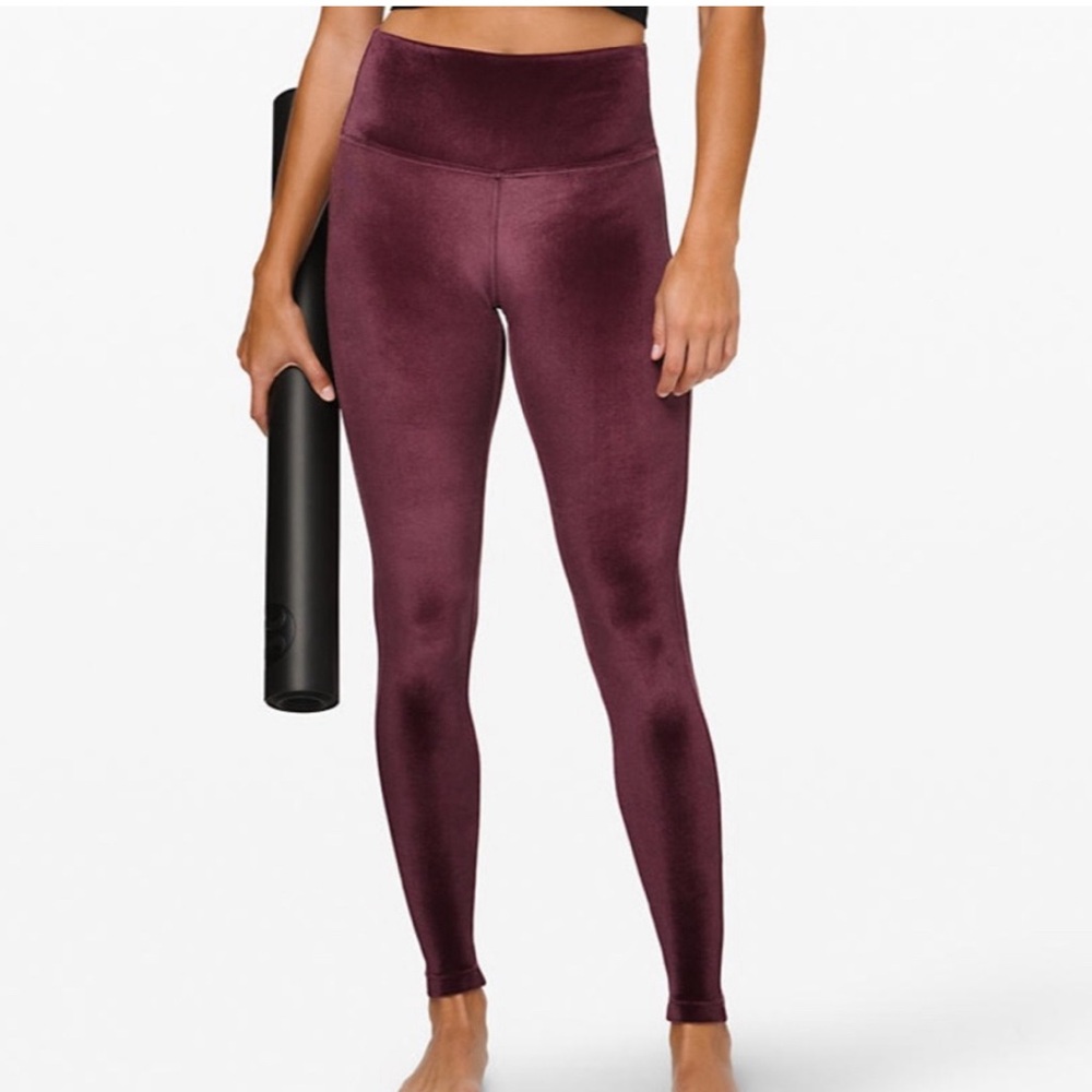 💕 LULULEMON Wunder lounge high rise velvet garnet fuchsia pink NEW size 2